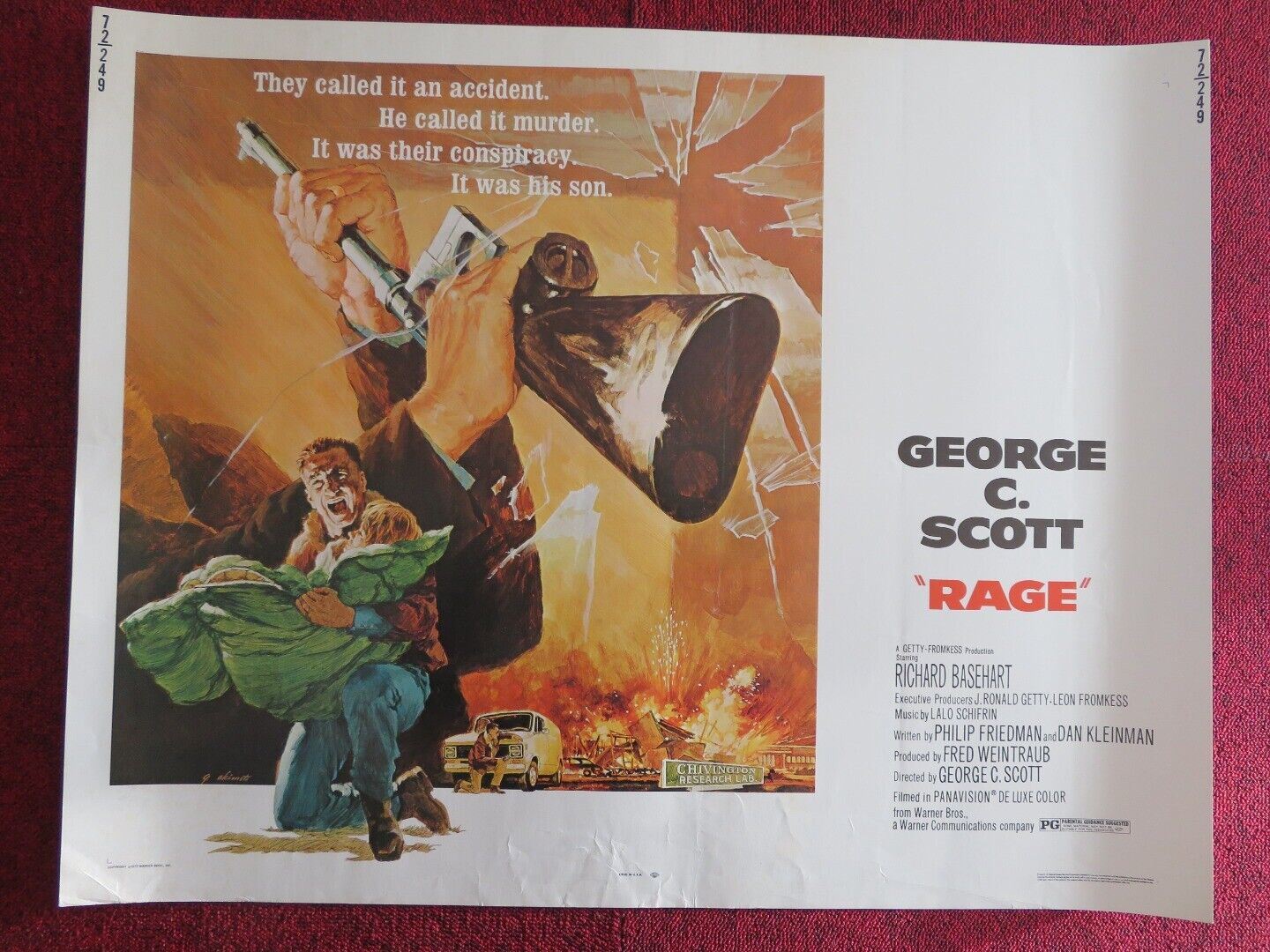 RAGE  US HALF SHEET (22"x 28")  POSTER GEORGE C.SCOTT RICHARD BASEHART 1972