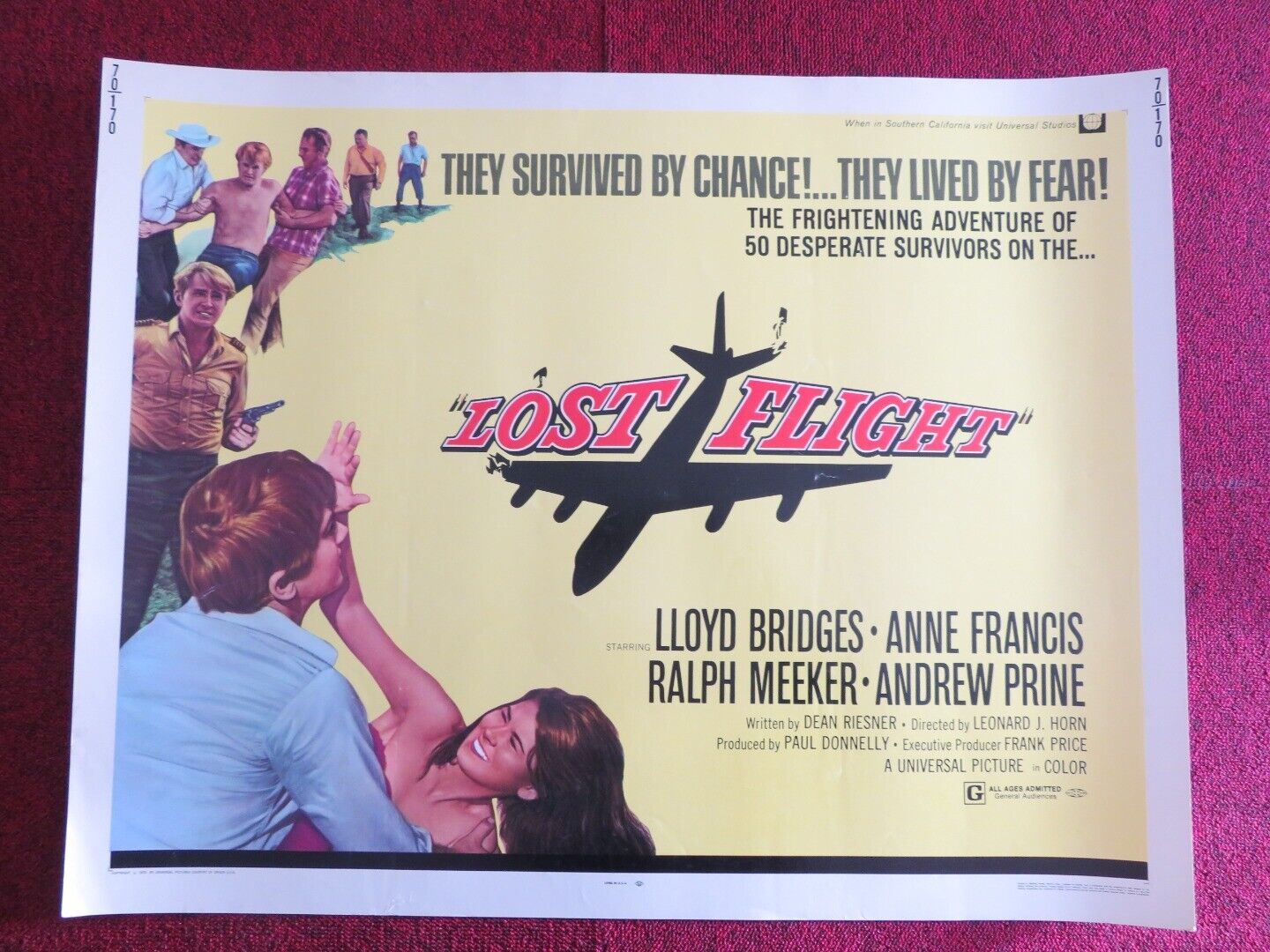 LOST FLIGHT  US HALF SHEET (22"x 28")  POSTER LLODY BRIDGES ANNE FRANCIS 1970