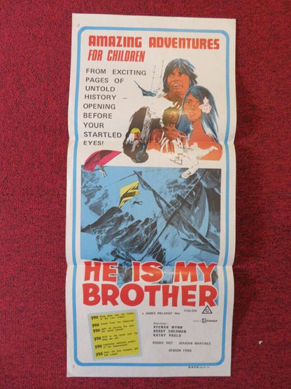 HE IS MY BROTHER FOLDED AUSTRALIAN DAYBILL POSTER BOBBY SHERMAN KATHY PAULO 1975