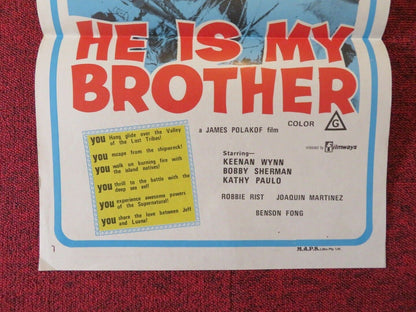 HE IS MY BROTHER FOLDED AUSTRALIAN DAYBILL POSTER BOBBY SHERMAN KATHY PAULO 1975