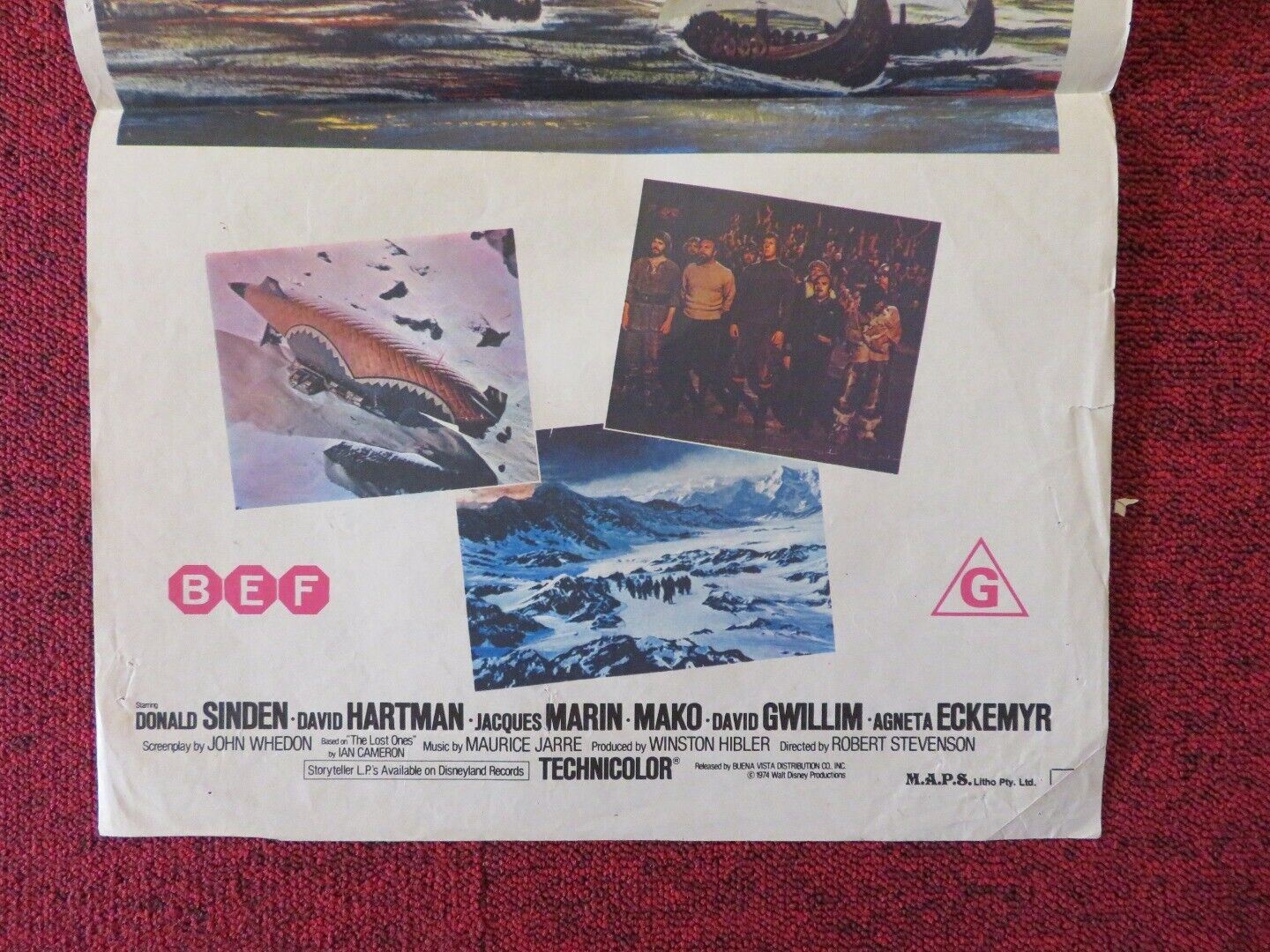 ISLAND AT THE TOP OF THE WORLD FOLDED AUSTRALIAN DAYBILL POSTER DISNEY 1974