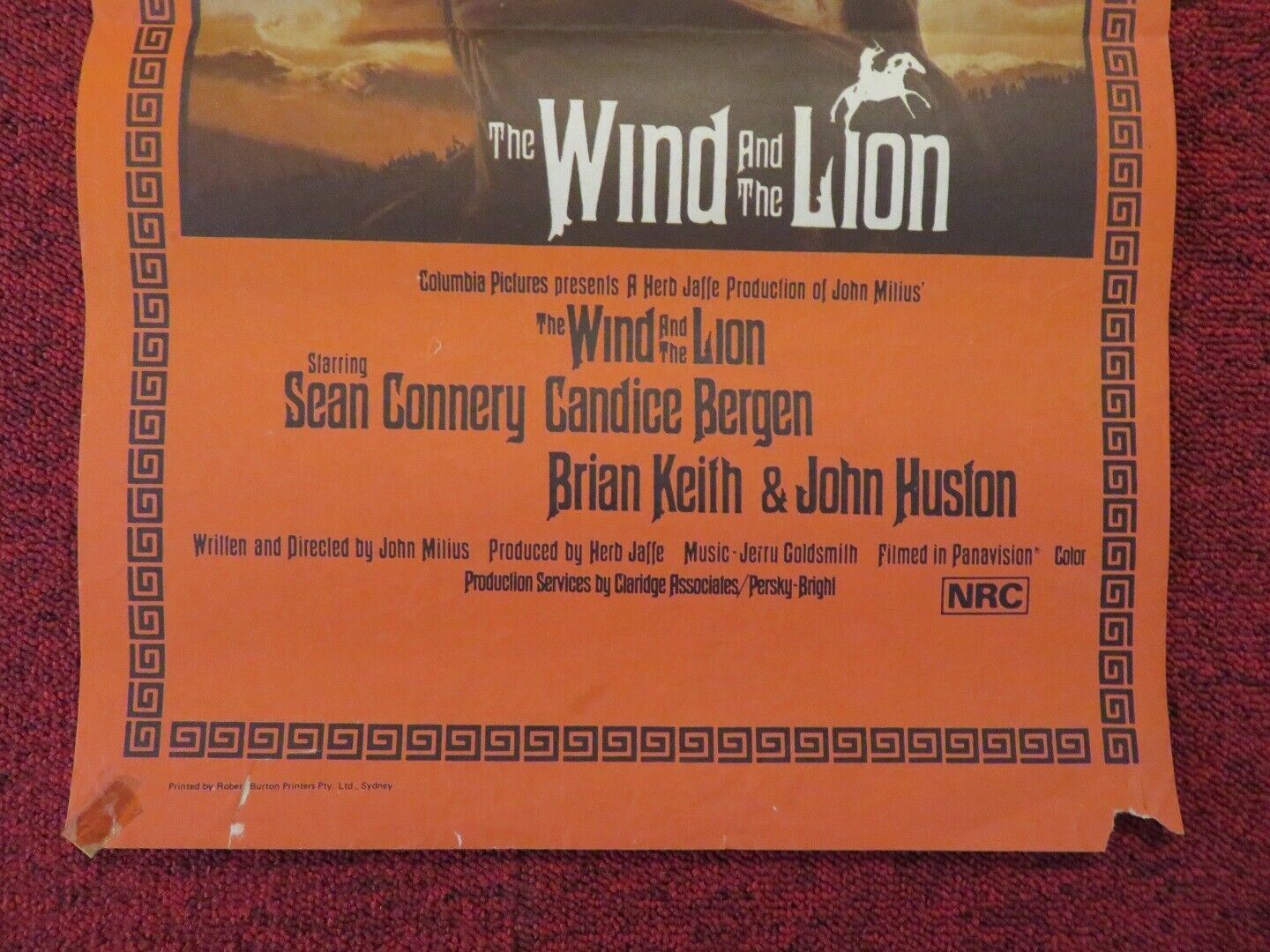 THE WIND AND THE LION FOLDED AUSTRALIAN DAYBILL POSTER SEAN CONNERY 1975