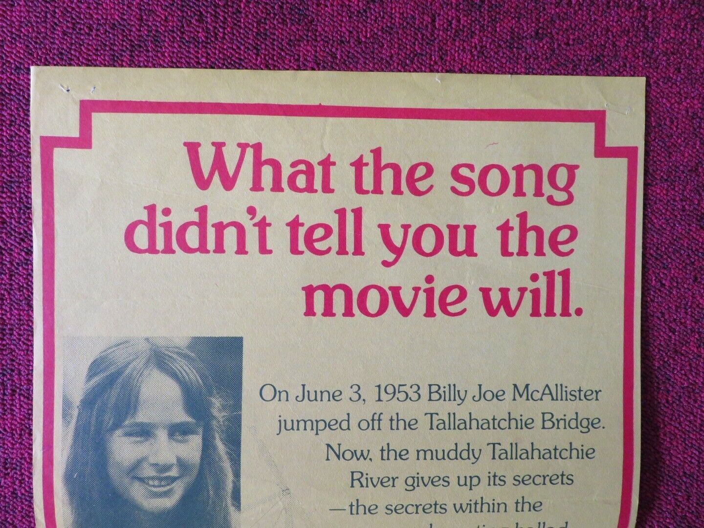 ODE TO BILLY JOE FOLDED AUSTRALIAN DAYBILL POSTER ROBBY BENSON 1976