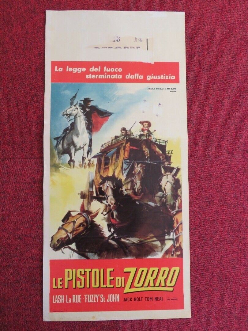 LE PISTOLE DI ZORRO/ King of the Bullwhip ITALIAN LOCANDINA (28"x13") POSTER '63