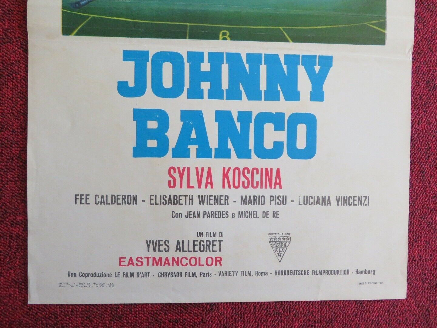 JOHNNY BANCO   ITALIAN LOCANDINA (27.5"x13") POSTER HORST BUCHOLZ 1967