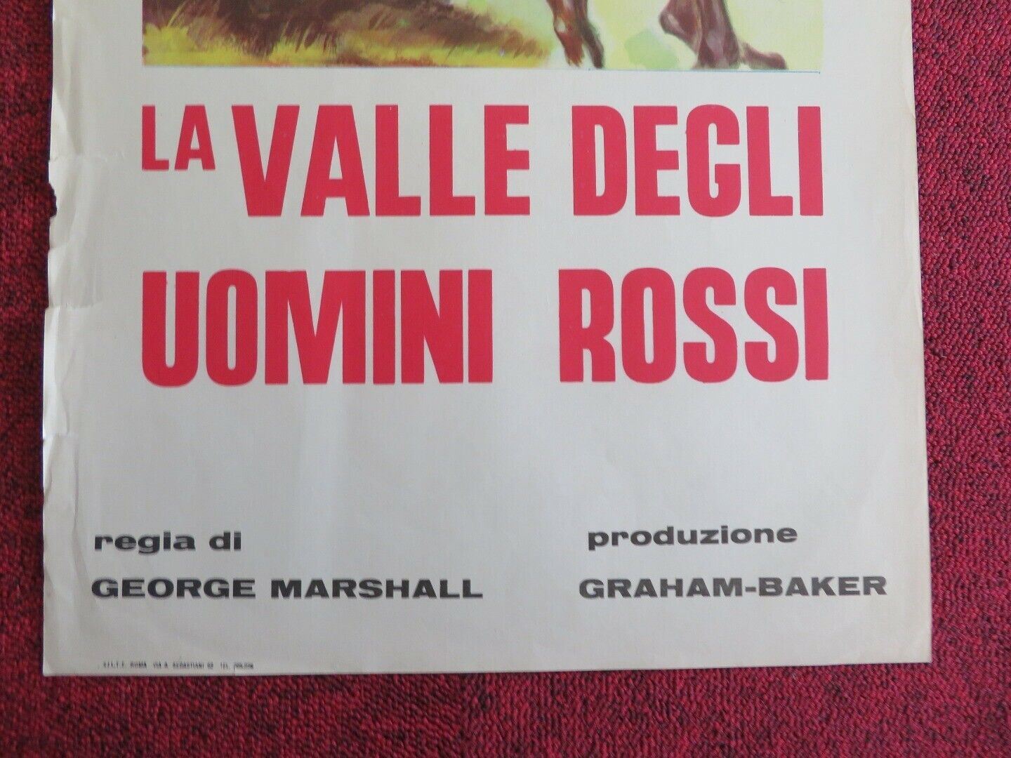 LA VALLE DEGLI UOMINI ROSSI  ITALIAN LOCANDINA (27.5"x13") POSTER 1942