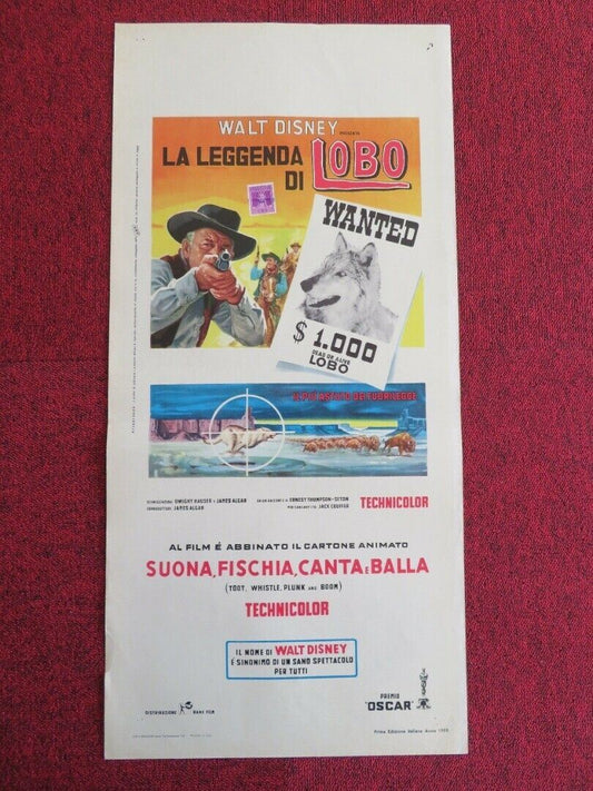 LA LEGGENDA DI LOBO  ITALIAN LOCANDINA (27.5"x13") POSTER DISNEY 1968