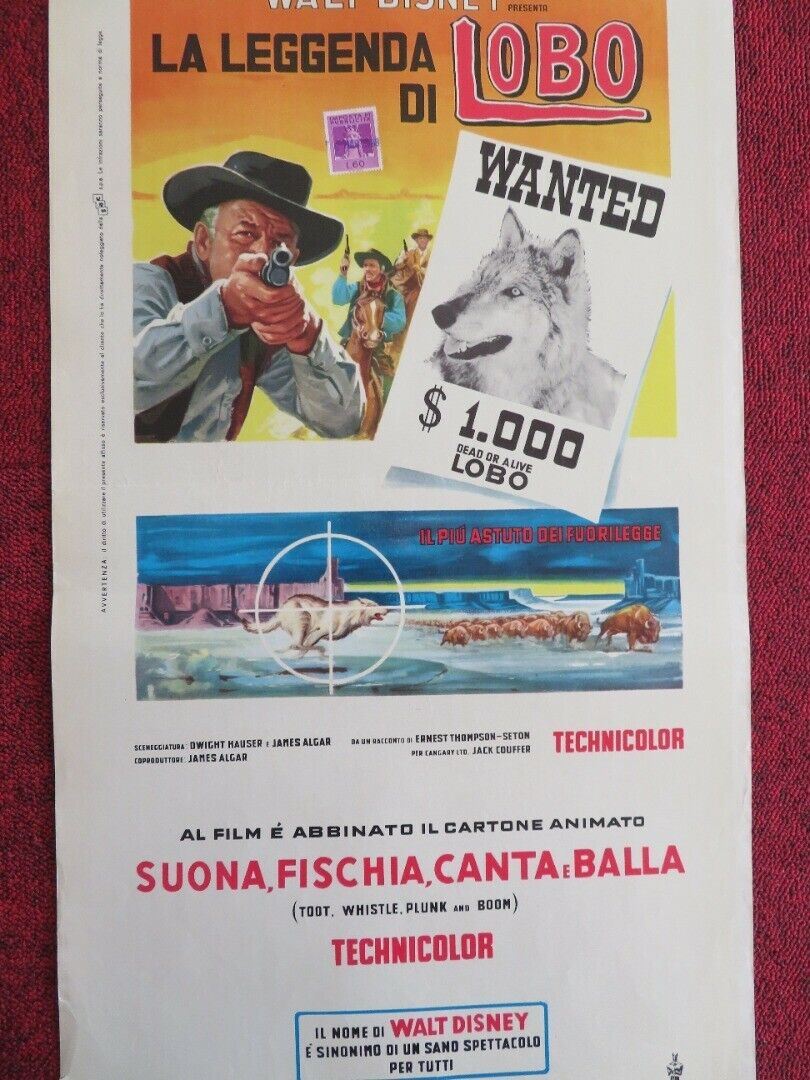 LA LEGGENDA DI LOBO  ITALIAN LOCANDINA (27.5"x13") POSTER DISNEY 1968