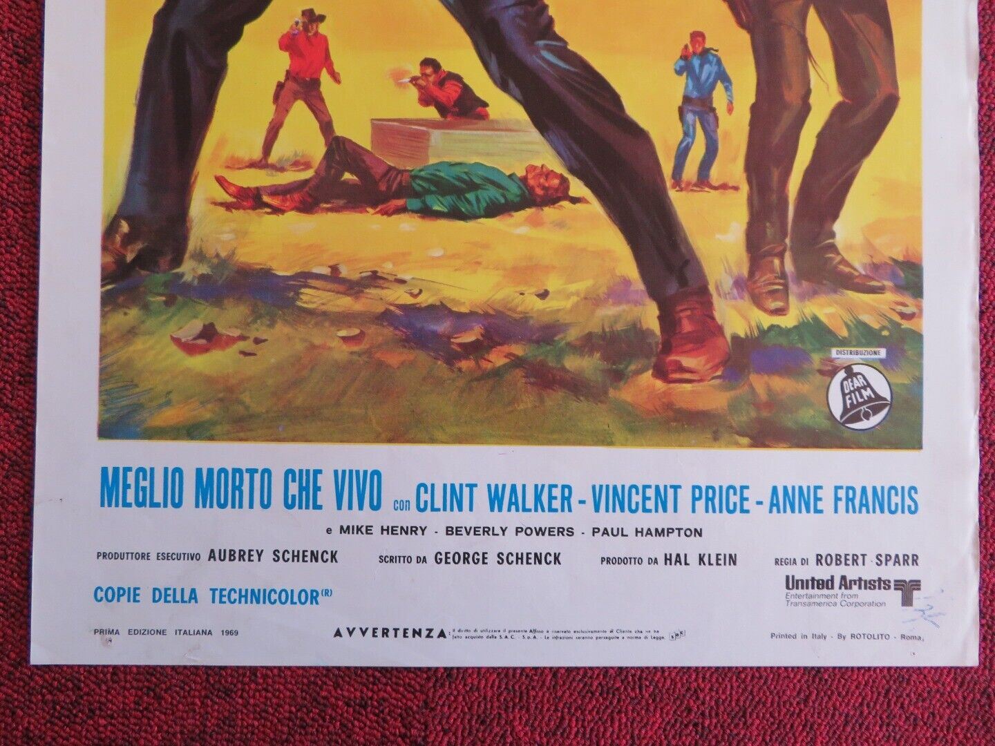 MEGLIO MORTO CHE VIVO  ITALIAN LOCANDINA (27.5"x13.5") POSTER VINCENT PRICE 1969