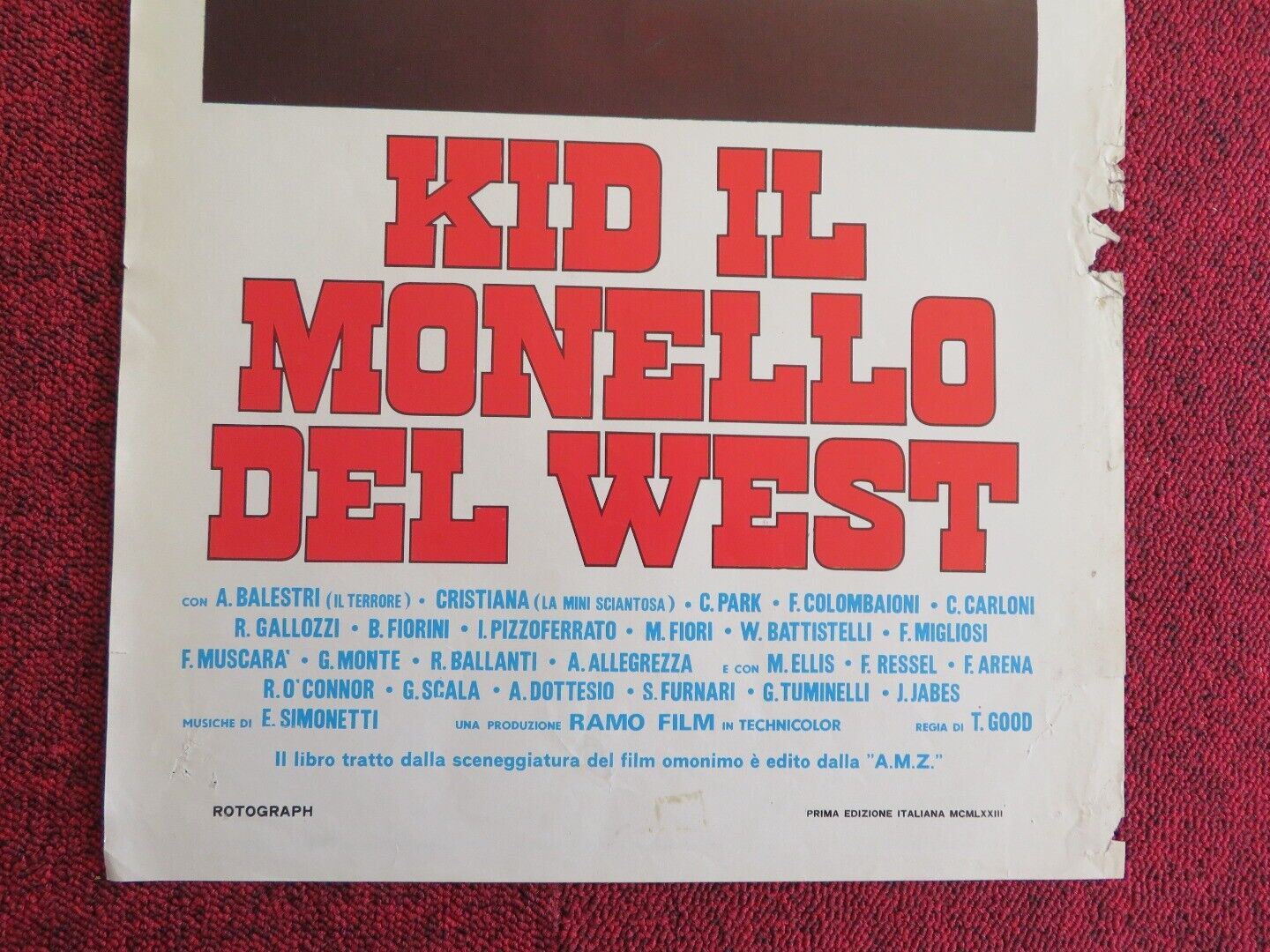 KID IL MONELLO DEL WEST ITALIAN LOCANDINA (27"x12.5") POSTER 1973