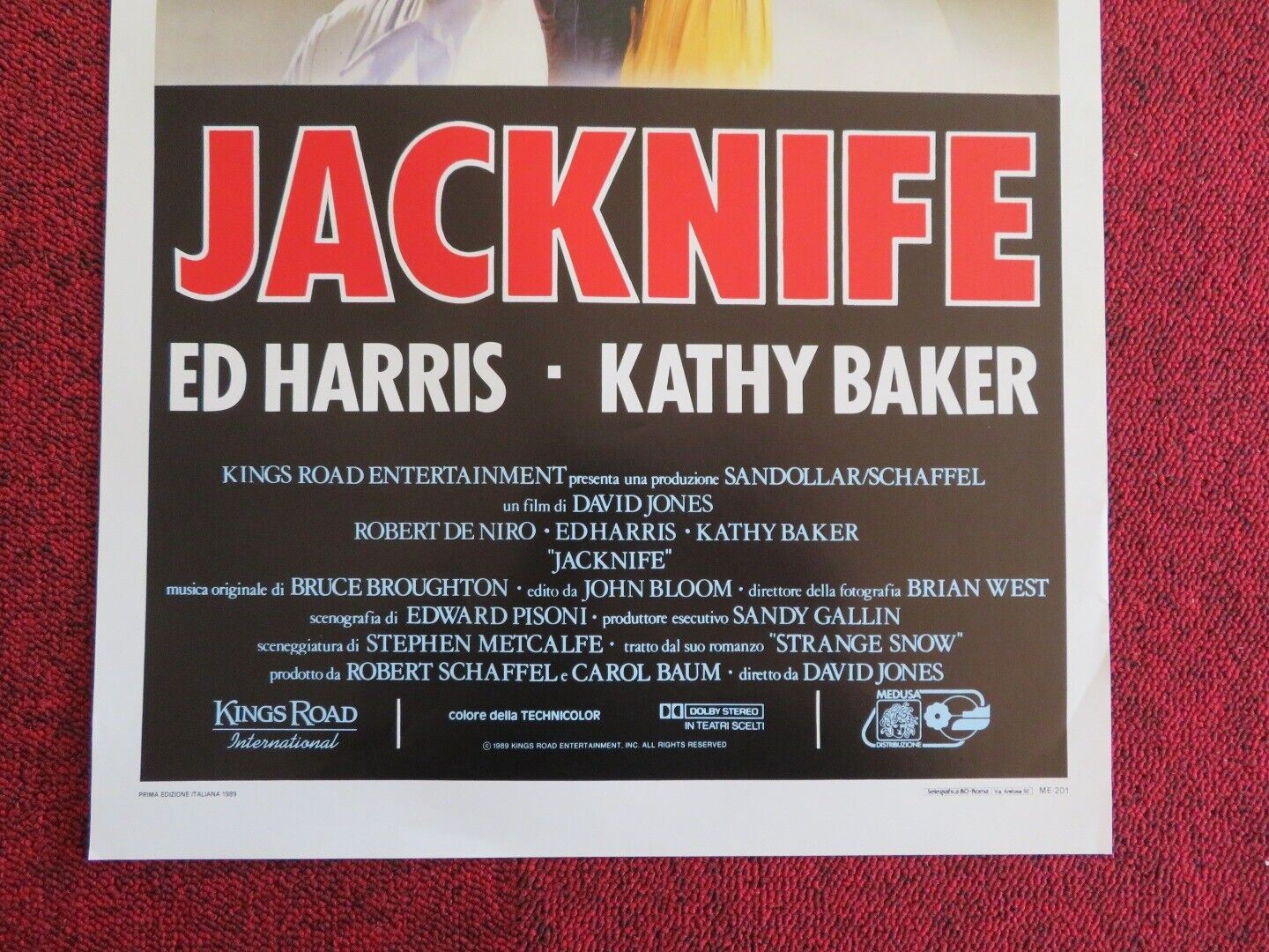 JACKNIFE ITALIAN LOCANDINA (27.5"x13")  POSTER ROBERT DENIRO ED HARRIS 1989