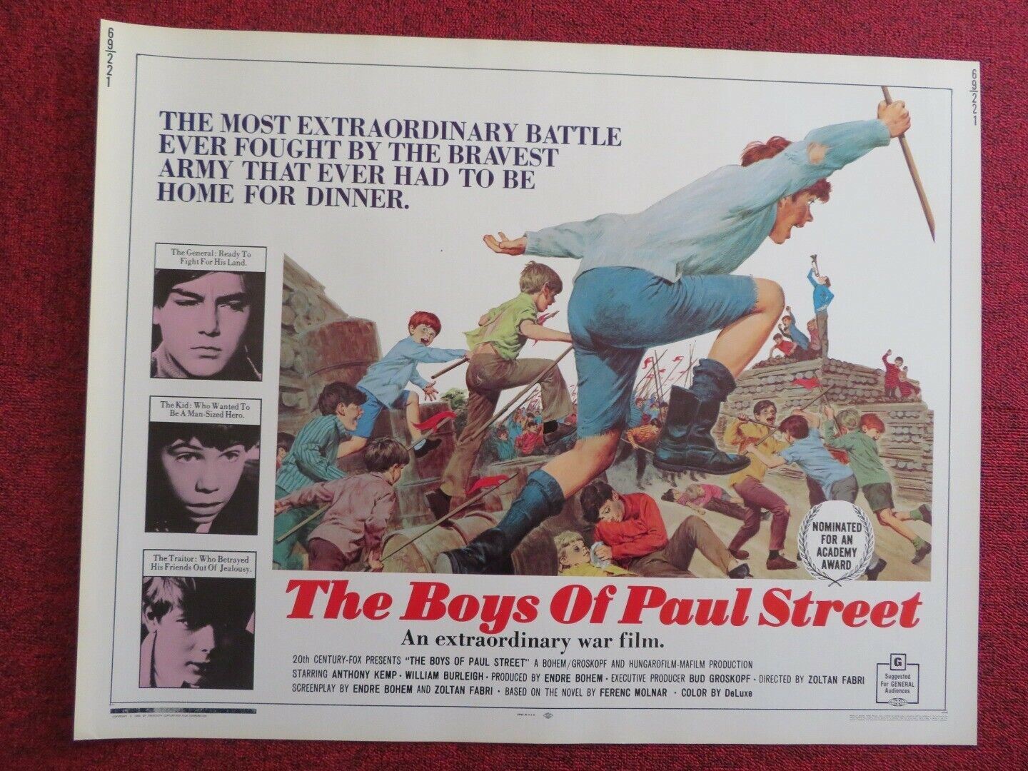 THE BOYS OF PAUL STREET  US HALF SHEET (22"x 28")  POSTER ANTHONY KEMP 1969