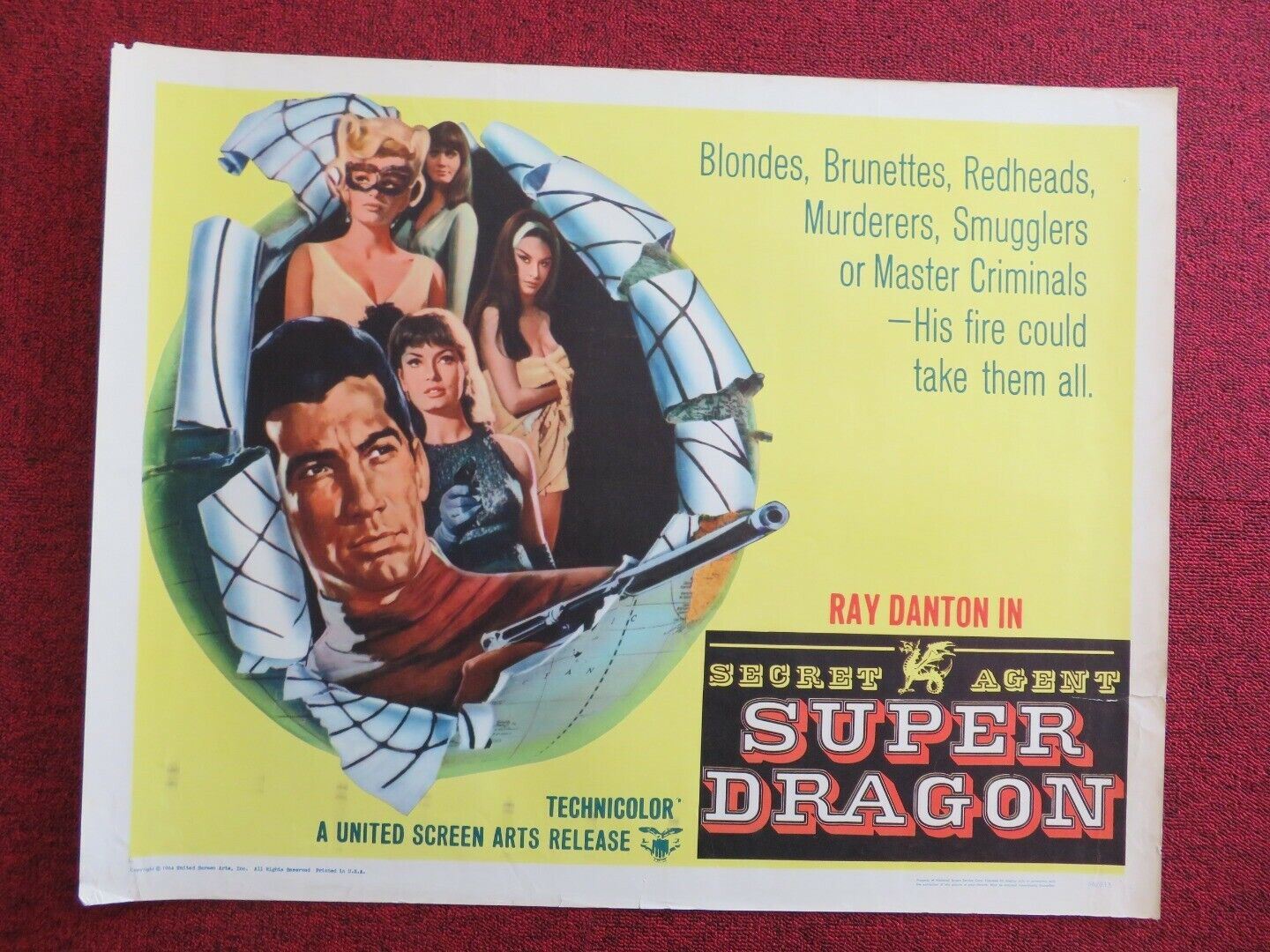 Secret Agent SUPER DRAGON US HALF SHEET (22"x 28")  POSTER RAY DANTON  1966