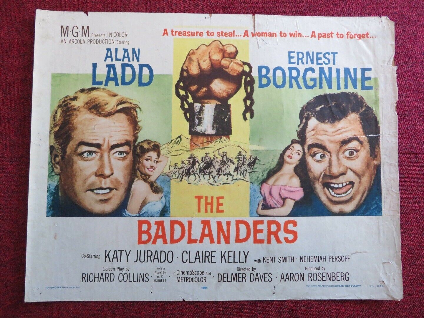 THE BADLANDERS US HALF SHEET (22"x 28")  POSTER ALAN LADD ERNEST BORGNINIE 1958