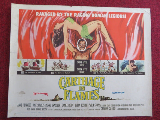 CARTHAGE IN FLAMES   US HALF SHEET (22"x 28")  POSTER ANNE HEYWOOD 1961