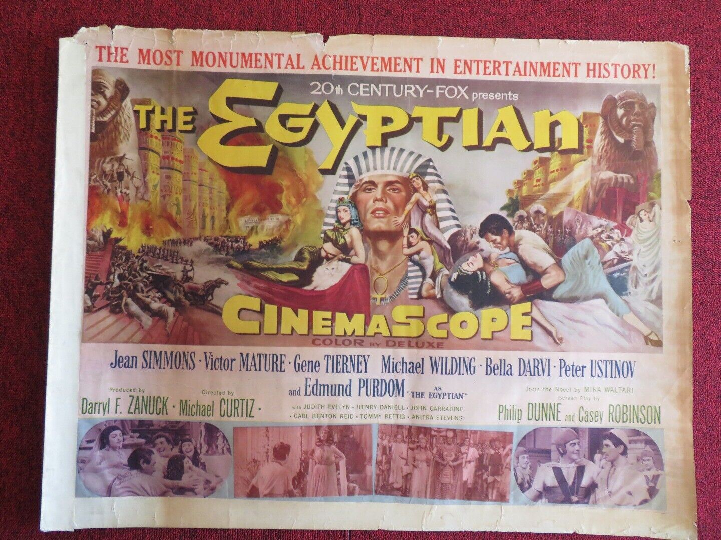 THE EGYTIAN   US HALF SHEET (22"x 28")  POSTER JEAN SIMMONS VICTOR MATURE 1954