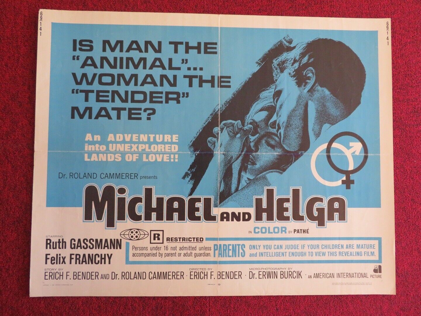 MICHAEL AND HELGA  US HALF SHEET (22"x 28")  POSTER RUTH GASSMANN 1969