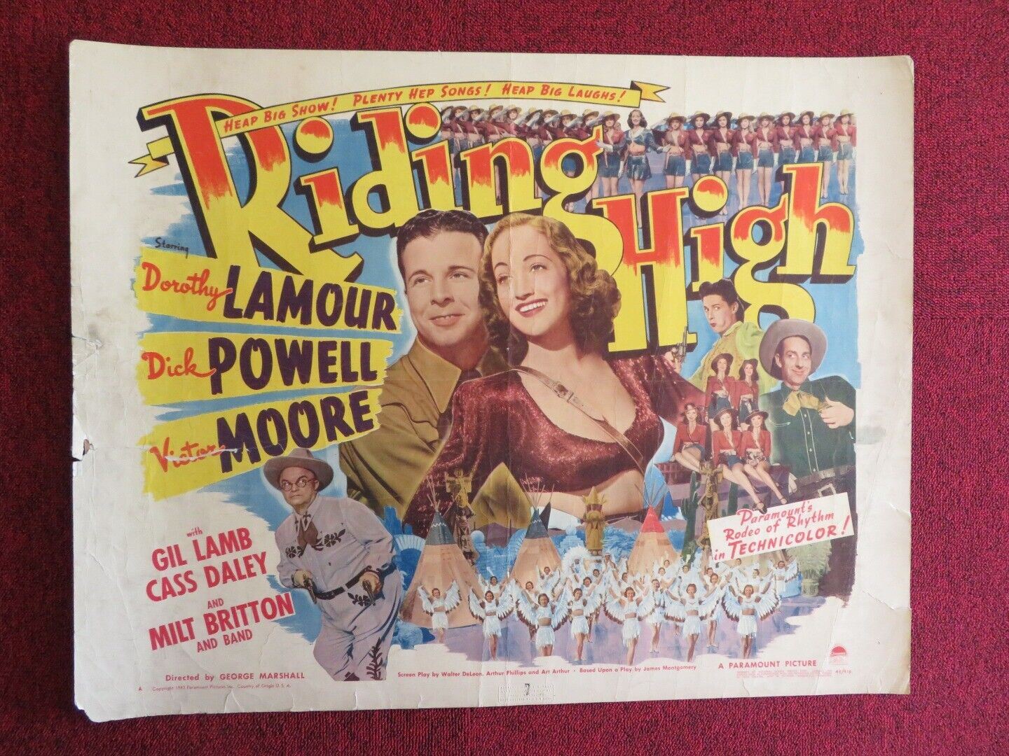 RIDING HIGH  US HALF SHEET (22"x 28")  POSTER DOROTHY LAMOUR  DICK POWELL 1943