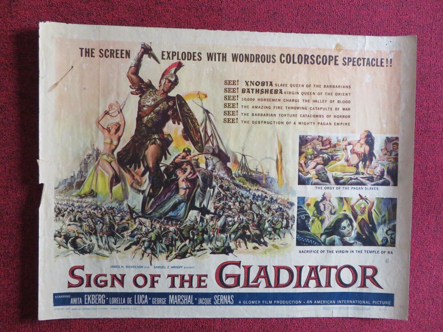 SIGN OF THE GLADIATOR US HALF SHEET (22"x 28")  POSTER ANITA EKBERG 1959