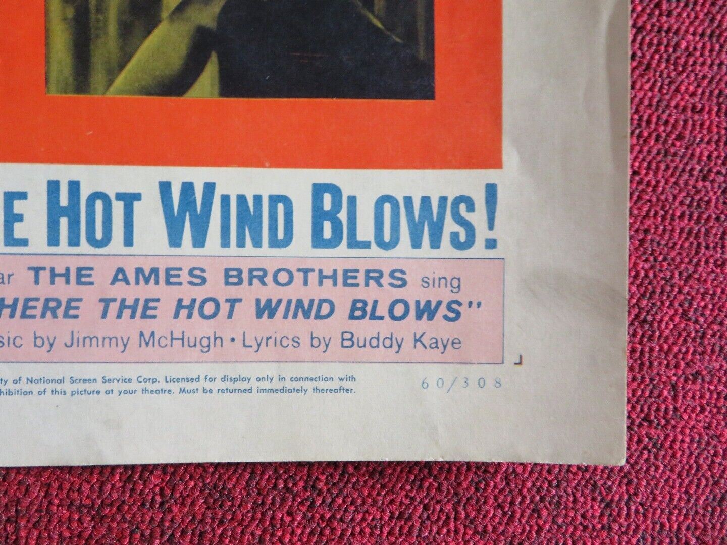 WHERE THE HOT WIND BLOWS  US HALF SHEET (22"x 28")  POSTER G LOLLOBRIGIDA 1960