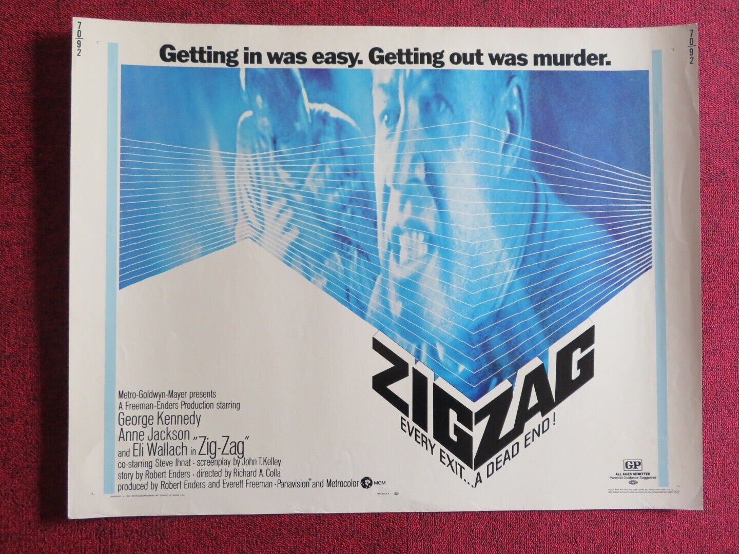 ZIG ZAG US HALF SHEET (22"x 28")  POSTER GEORGE KENNEDY ANNE JACKSON 1970