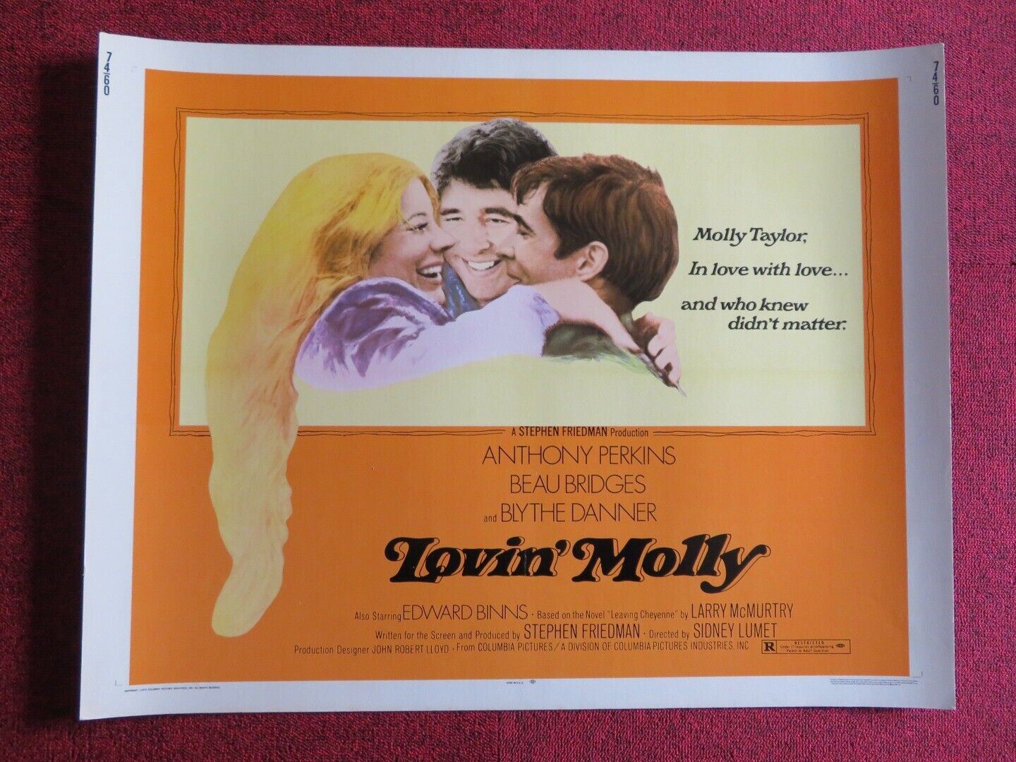 LOVIN' MOLLY  US HALF SHEET (22"x 28")  POSTER ANTHONY PERKINS BEAU BRIDGES 1974