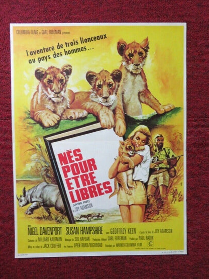 LES POUR ETRE LIBRES /Living Free FRENCH (15.5"x 20.5") POSTER NIGEL DAVENPORT