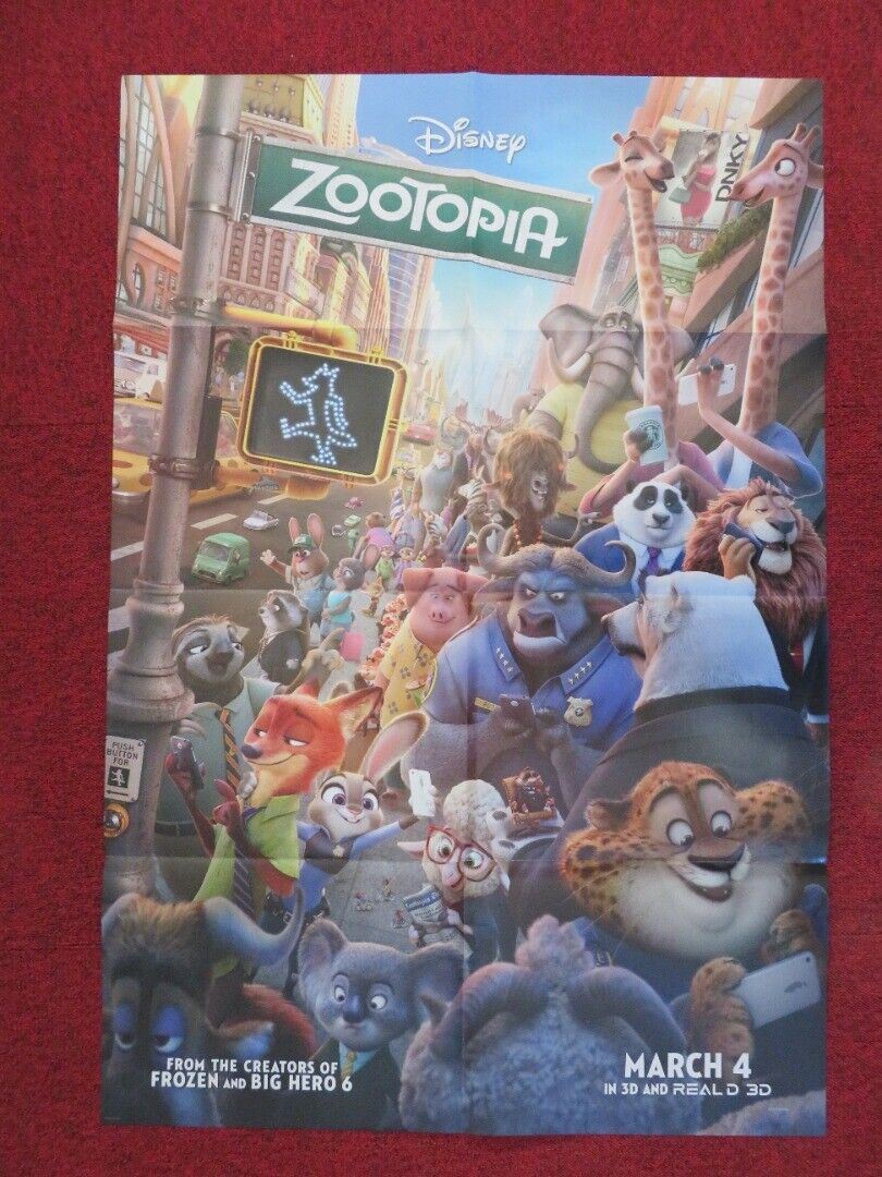 ZOOTOPIA FOLDED US ONE SHEET POSTER DISNEY JASON BATEMAN 2016