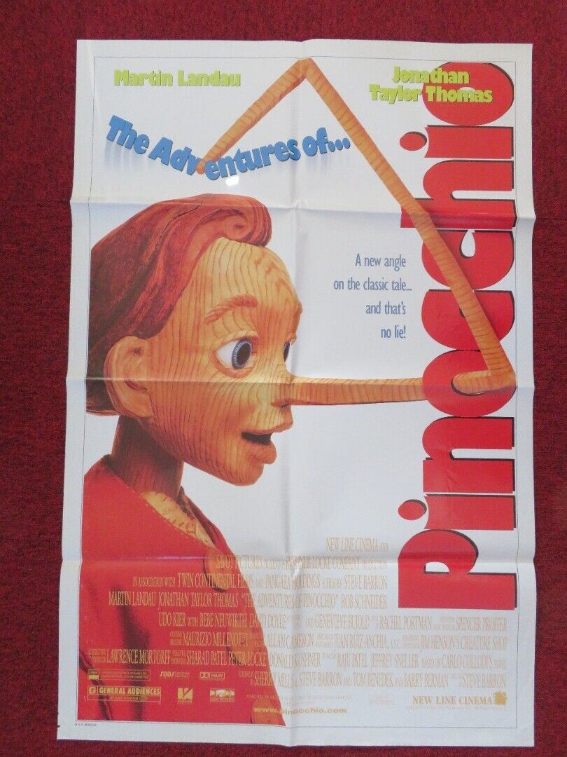 THE ADVENTURES OF PINOCCHIO FOLDED US ONE SHEET POSTER MARTIN LANDAU 1996