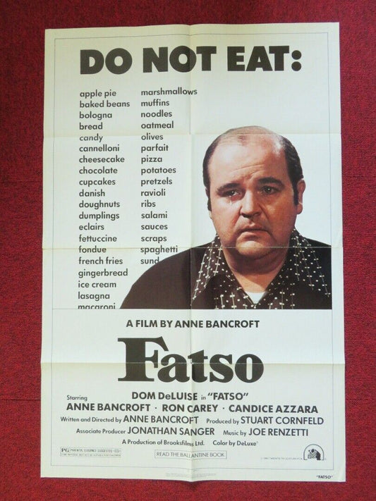 FATSO FOLDED US ONE SHEET POSTER ANNE BANCROFT DOM DELUISE 1980