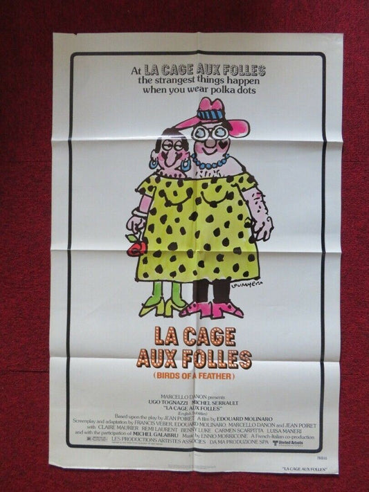 LA CAGE AUX FOLLES / BIRDS OF A FEATHER FOLDED US ONE SHEET POSTER 1978