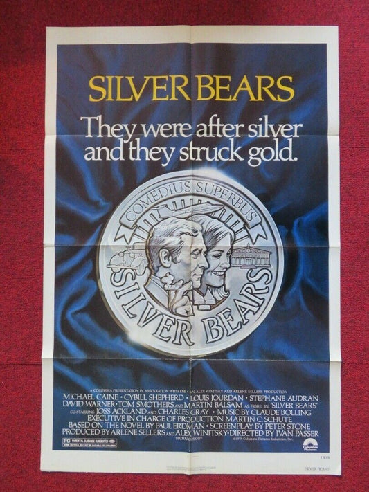 SILVER BEARS FOLDED US ONE SHEET POSTER MICHAEL CAINE CYBILL SHEPHERD 1977