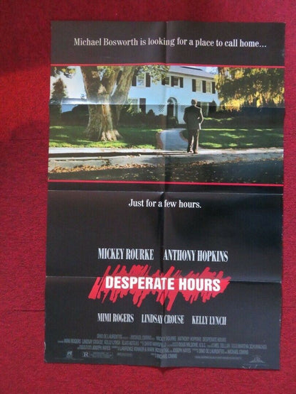 DESPARATE HOURS  FOLDED US ONE SHEET POSTER MICKEY ROURKE ANTHONY HOPKINS 1990