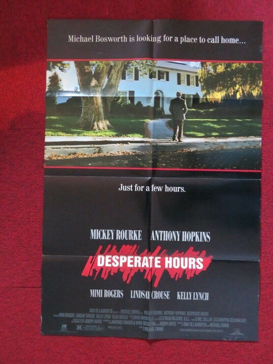 DESPARATE HOURS  FOLDED US ONE SHEET POSTER MICKEY ROURKE ANTHONY HOPKINS 1990