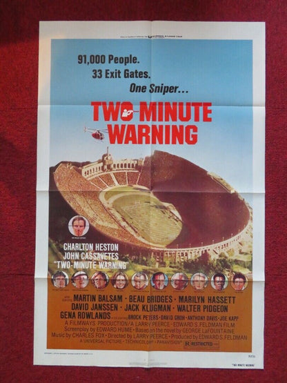 TWO MINUTE WARNING FOLDED US ONE SHEET POSTER CHARLTON HESTON 1976