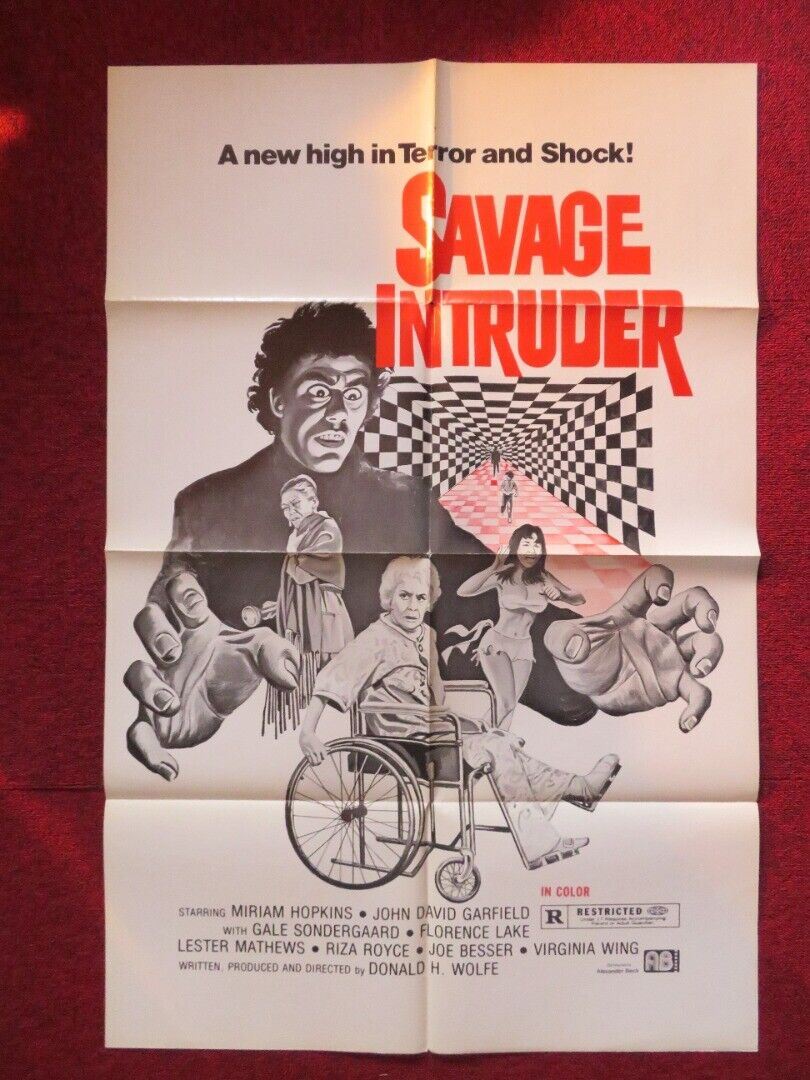 SAVAGE INTRUDER / HOLLYWOOD HORROR HOUSE  FOLDED US ONE SHEET POSTER 1970