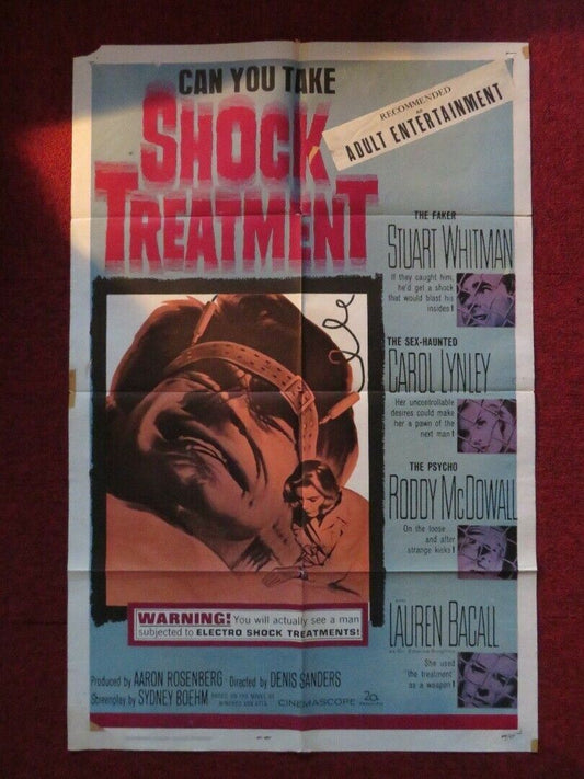 SHOCK TREATMENT FOLDED US ONE SHEET POSTER STUART WHITMAN CAROL LYNLEY 1964