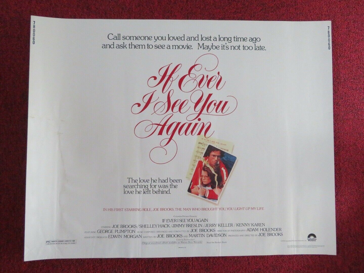 IF I EVER SEE YOU AGAIN US HALF SHEET (22"x 28")  POSTER JOE BROOKS 1978