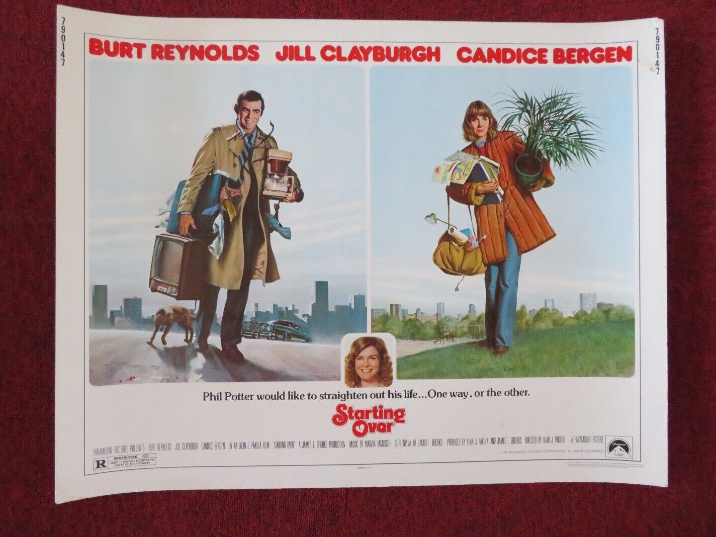 STARTING OVER US HALF SHEET (22"x 28")  POSTER BURT REYNOLDS JILL CLAYBURGH '79