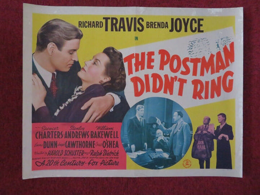 THE POSTMAN DIDN'T RING US HALF SHEET (22"x 28")  POSTER RICHARD TRAVIS 1942