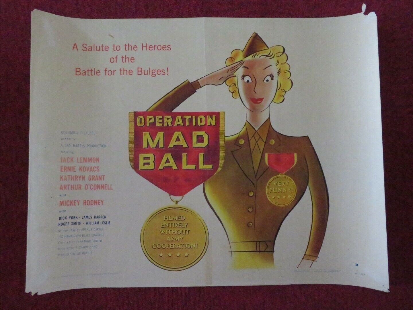 OPERATION MAD BALL  US HALF SHEET (22"x 28")  POSTER JACK LEMMON  1957