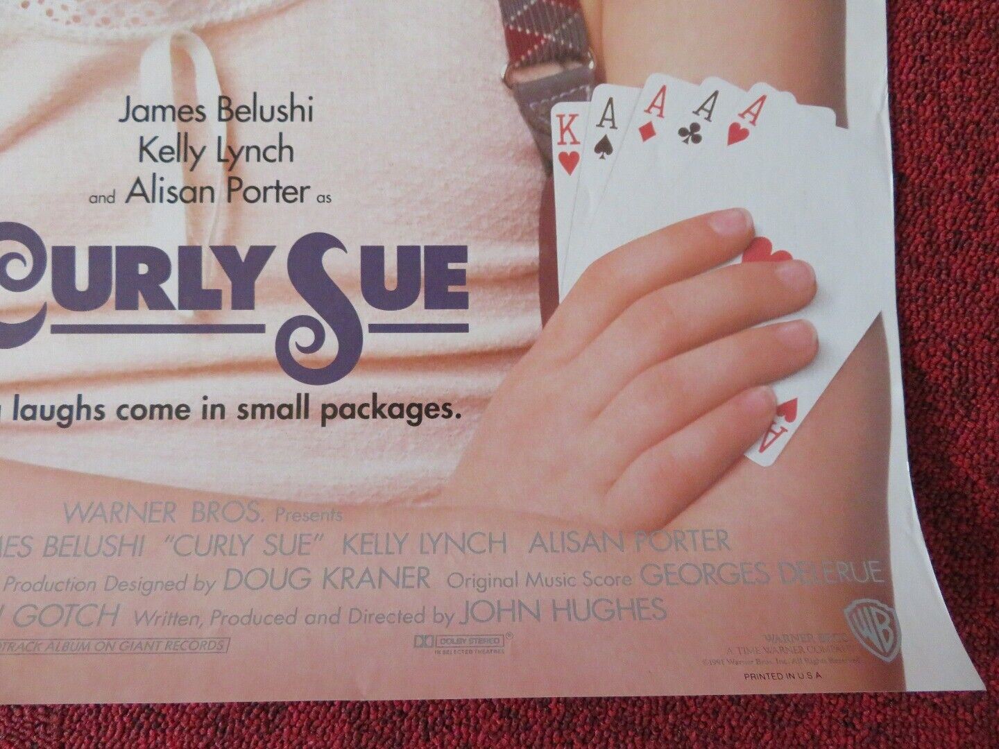 CURLY SUE US ROLLED (22"x17") POSTER JOHN HUGHES JIM BELUSHI  KELLY LYNCH 1991