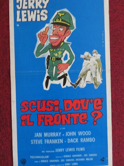 SCUSI, DOV'E IL FRONTE? ITALIAN LOCANDINA (27.5"x13") POSTER J LEWIS 1970