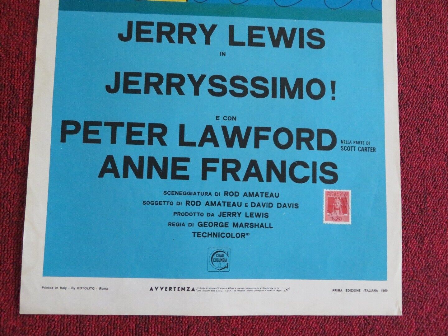 JERRYSSSIMO / Hook, Line and Sinker ITALIAN LOCANDINA (27.5"x13") POSTER  1969