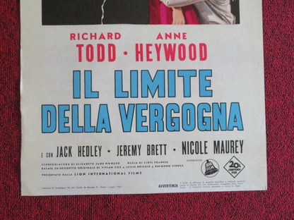 IL LIMITE DELLA VERGOGNA  ITALIAN LOCANDINA (27.5"x13") POSTER R TODD 1963