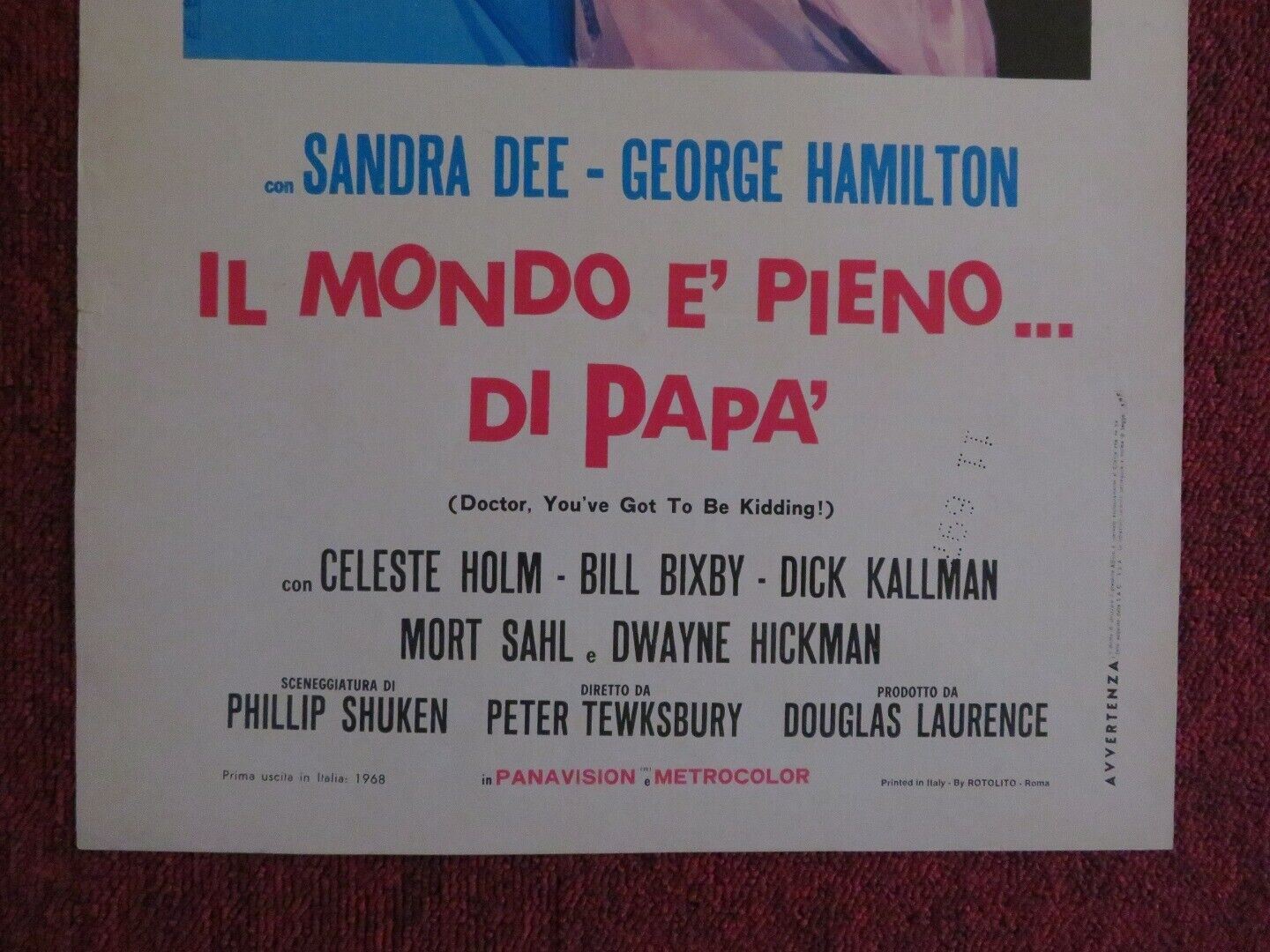 IL MONDO E' PIENO DI PAPA'  ITALIAN LOCANDINA (27.5"x13")  POSTER S DEE 1968