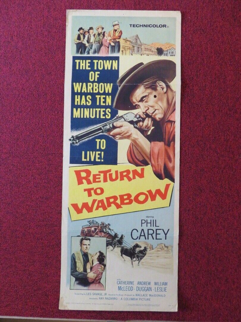 RETURN TO WARBOW US INSERT (14"x 36") POSTER PHILIP CAREY 1957