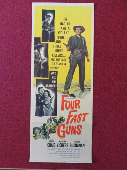 FOUR FAST GUNS US INSERT (14"x 36") POSTER JAMES CRAIG MARTHA VICKERS 1960