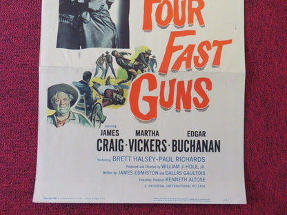 FOUR FAST GUNS US INSERT (14"x 36") POSTER JAMES CRAIG MARTHA VICKERS 1960