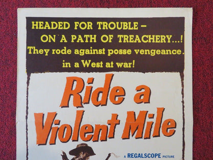 RIDE A VIOLENT MILE US INSERT (14"x 36") POSTER  JOHN AGAR PENNY EDWARDS 1957